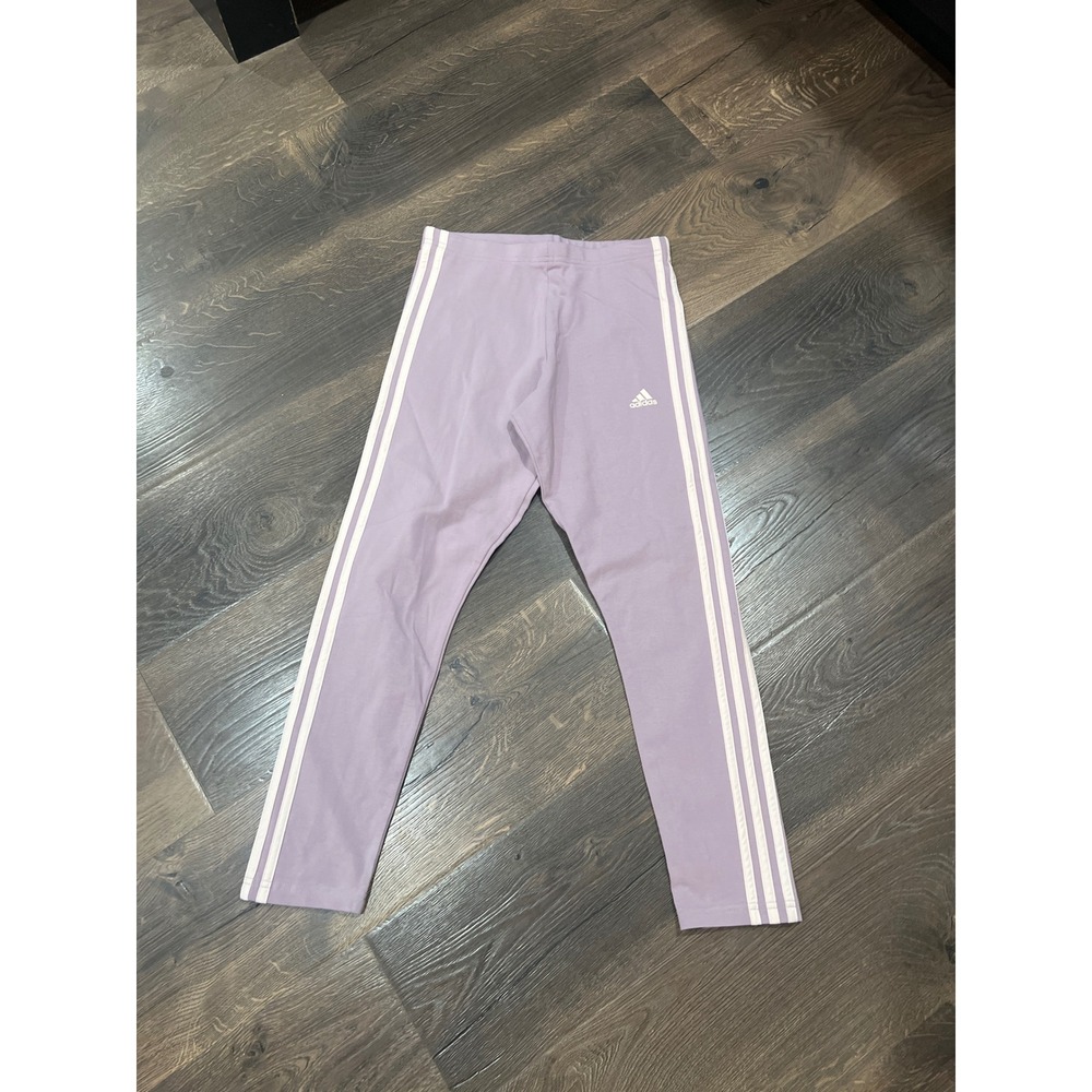 Adidas 3-Stripe Leggings Lavender Purple White Small Tight Fit Pants